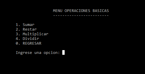 Ejemplo básico de un menú de opciones en C++